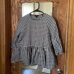 Gingham long sleeve blouse with ruffles
